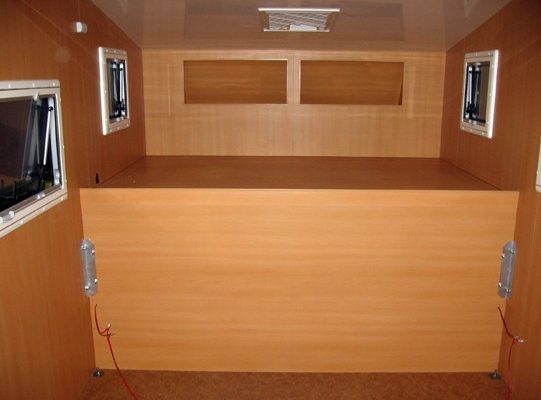 Interior of empty shell with optional windows and roof hatches