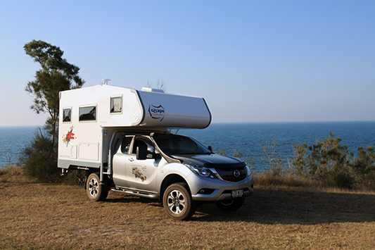 Ozcape Slide-On motorhome Woondabaa on whale watch tour