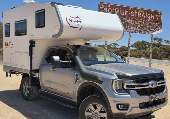 Ozcape Woondabaa-Ford Ranger SuperCab Ozcape Woondabaa Slide-On motorhome at the start of the Nullarbor crossing